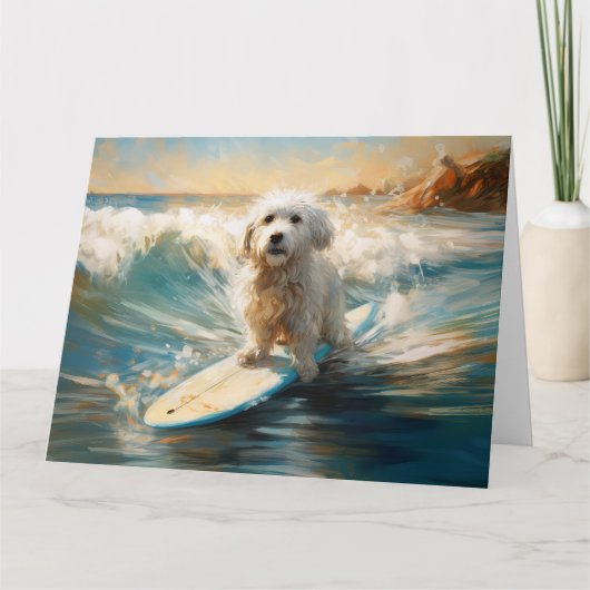 Katoen De Tulear Strand Surfen Schilderij Kaart (Voorkant)