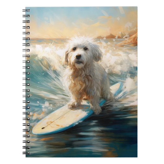 Katoen De Tulear Strand Surfen Schilderij Notitieboek (Voorkant)