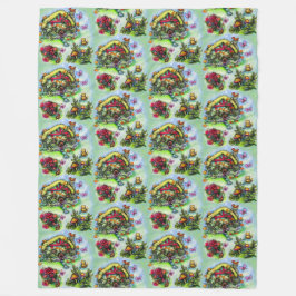 Katoen en bloemen fleece deken