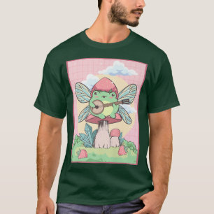 Katoen esthetisch Kawaii Fairy Frog Banjo Mush T-shirt