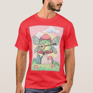 Katoen esthetisch Kawaii Fairy Frog Banjo Mush T-shirt