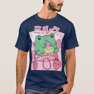 Katoen esthetisch Kawaii Kikker Drink Japans T-shirt