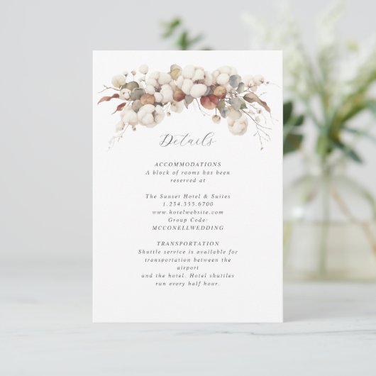 Katoen & Eucalyptus detailkaart RSVP Kaartje (Staand voorkant)
