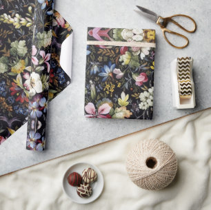 Katoen  Floral Witte botanische bloem Cadeaupapier