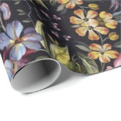 Katoen Floral Witte botanische bloem Cadeaupapier (Rol Hoek)