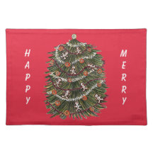 Katoen Kerstboom Rode Placemat