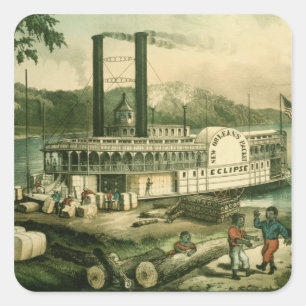 Katoen laden op de Mississippi, 1870 Vierkante Sticker