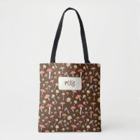 Katoen paddenstoel Patroon Monogram Boho Tas B