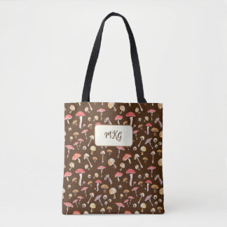 Katoen paddenstoel Patroon Monogram Boho Tas B