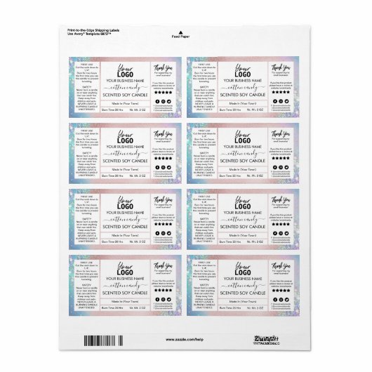 Katoen plakkap Snoep gecentreerd zout Kandle Etiket (Full Sheet)