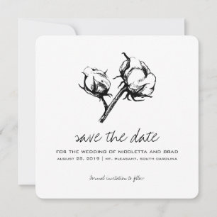 Katoen Plant Etching   Weddenschap Save the Date