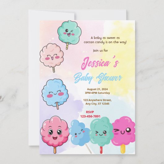 Katoen Snoep Baby shower Kaart (Voorkant)