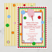 Katoen Snoep Circus Carnival Birthday Uitnodiging (Voorkant / Achterkant)