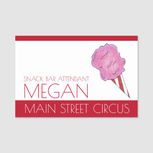 Katoen Snoep Floss Carnival Circus Snack Bar Naamplaatje (Voorkant)