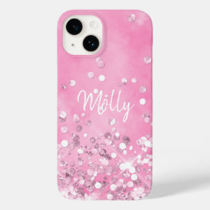 Katoen snoep glitter schattig roze korrelig Case-Mate iPhone 14 hoesje