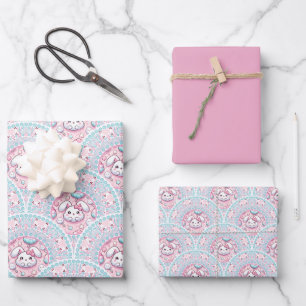 Katoen Snoep Kawaii Bunny Mandala Art Deco Scallop Inpakpapier Vel