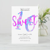 Katoen Snoep Roze Blauw Sweet 16 Verjaardagsfeestj Kaart (Staand voorkant)