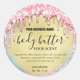 Katoen Snoep Roze Dripping Glitter Body Butter Ronde Sticker