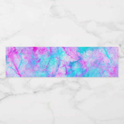 Katoen Snoep Roze en Blauwe Waterverf Waterfles Etiket (Enkel label)