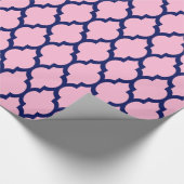 Katoen Snoep Roze marine XL Moroccan Quatrefoil #4 Cadeaupapier (Hoek)