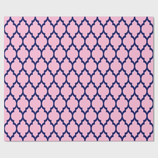 Katoen Snoep Roze marine XL Moroccan Quatrefoil #4 Cadeaupapier (Vlak)