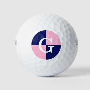 Katoen Snoep Roze Navy Blue LG Checker Monogram Golfballen