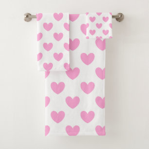 Katoen Snoep Roze polka harten wit Bad Handdoek