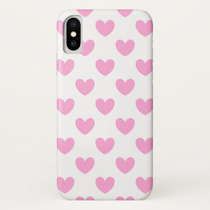 Katoen Snoep Roze polka harten wit iPhone X Hoesje