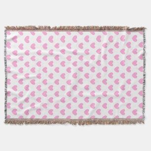Katoen Snoep Roze polka harten wit Deken