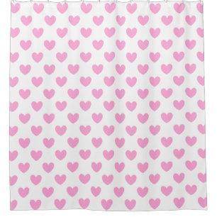 Katoen Snoep Roze polka harten wit Douchegordijn