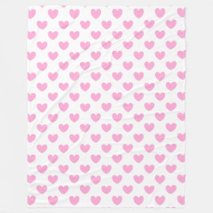 Katoen Snoep Roze polka harten wit Fleece Deken