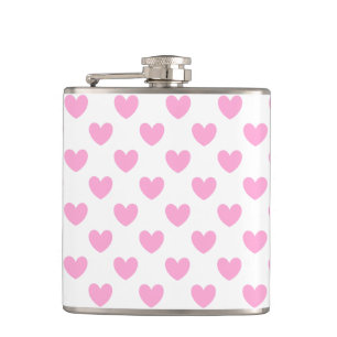 Katoen Snoep Roze polka harten wit Heupfles