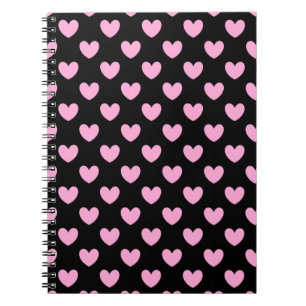 Katoen Snoep Roze polka harten zwart Notitieboek