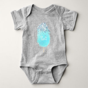 Katoen snoep schatblauwe en zilverglitter  romper