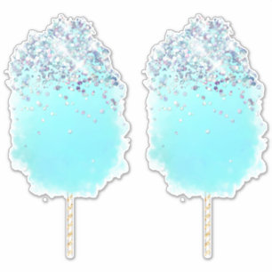 Katoen snoep schatblauwe en zilverglitter sticker