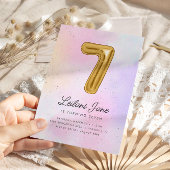 Katoen Snoep Waterverf Meisjes 7e Verjaardagsballo Kaart