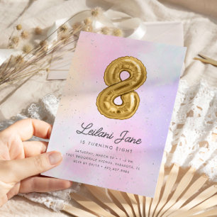 Katoen Snoep Waterverf Meisjes 8e Verjaardagsballo Kaart