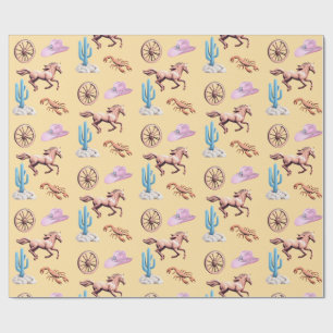 Katoen Suikerspin Westers Thema Cowgirl Feest Kuns Cadeaupapier