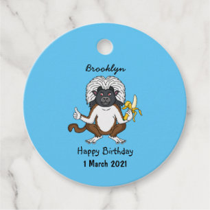 Katoen Top Tamarin aap cartoon illustratie Bedankjes Labels