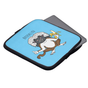Katoen Top Tamarin aap cartoon illustratie Laptop Sleeve
