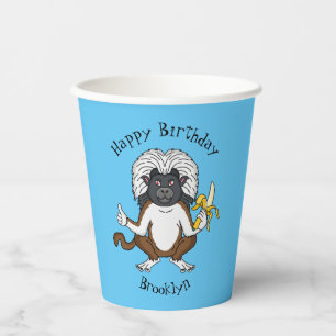 Katoen Top Tamarin aap cartoon illustratie Papieren Bekers