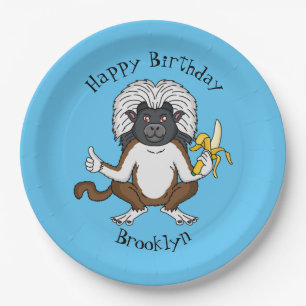 Katoen Top Tamarin aap cartoon illustratie Papieren Bordje