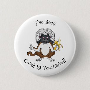 Katoen Top Tamarin aap cartoon illustratie Ronde Button 5,7 Cm