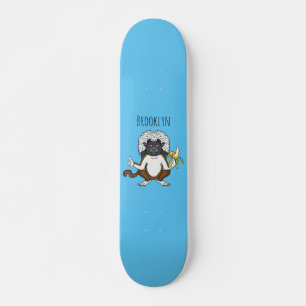 Katoen Top Tamarin aap cartoon illustratie Skateboard