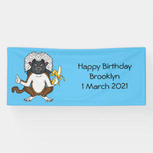 Katoen Top Tamarin aap cartoon illustratie Spandoek