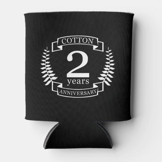 Katoen trouwdag 2 jaar getrouwd blikjeskoeler (Voorkant)