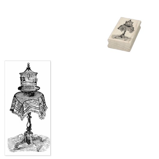 Katoen  Vogelkooi Rubber Stempel (Gestempeld)