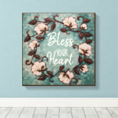 Katoen, zonder hart, met ruw, gerasterd Canvas Afdruk (Insitu (Houten vloer))