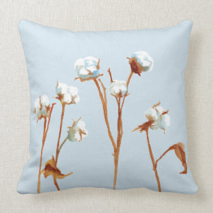 Katoenbol Plant Waterverf Poeder Blauw Kussen