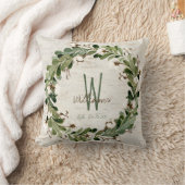 Katoenen Krans Birch Bark Monogram Wedding Keepsak Kussen (Deken)